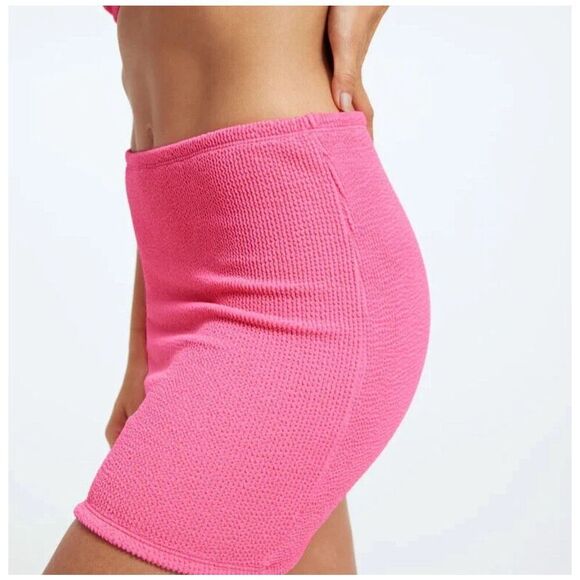 Good American Always Fits Beach Cover Up Mini Skirt HOT PINK 002 SIZE 5/6 LG NEW - Picture 3 of 5